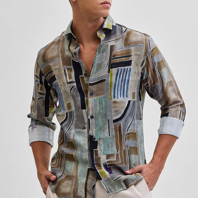 Brown Textured Abstract Shirt