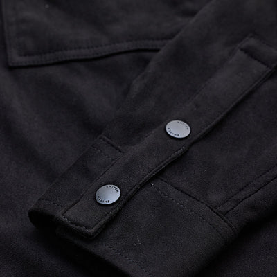 Black Suede Snap Button Overshirt