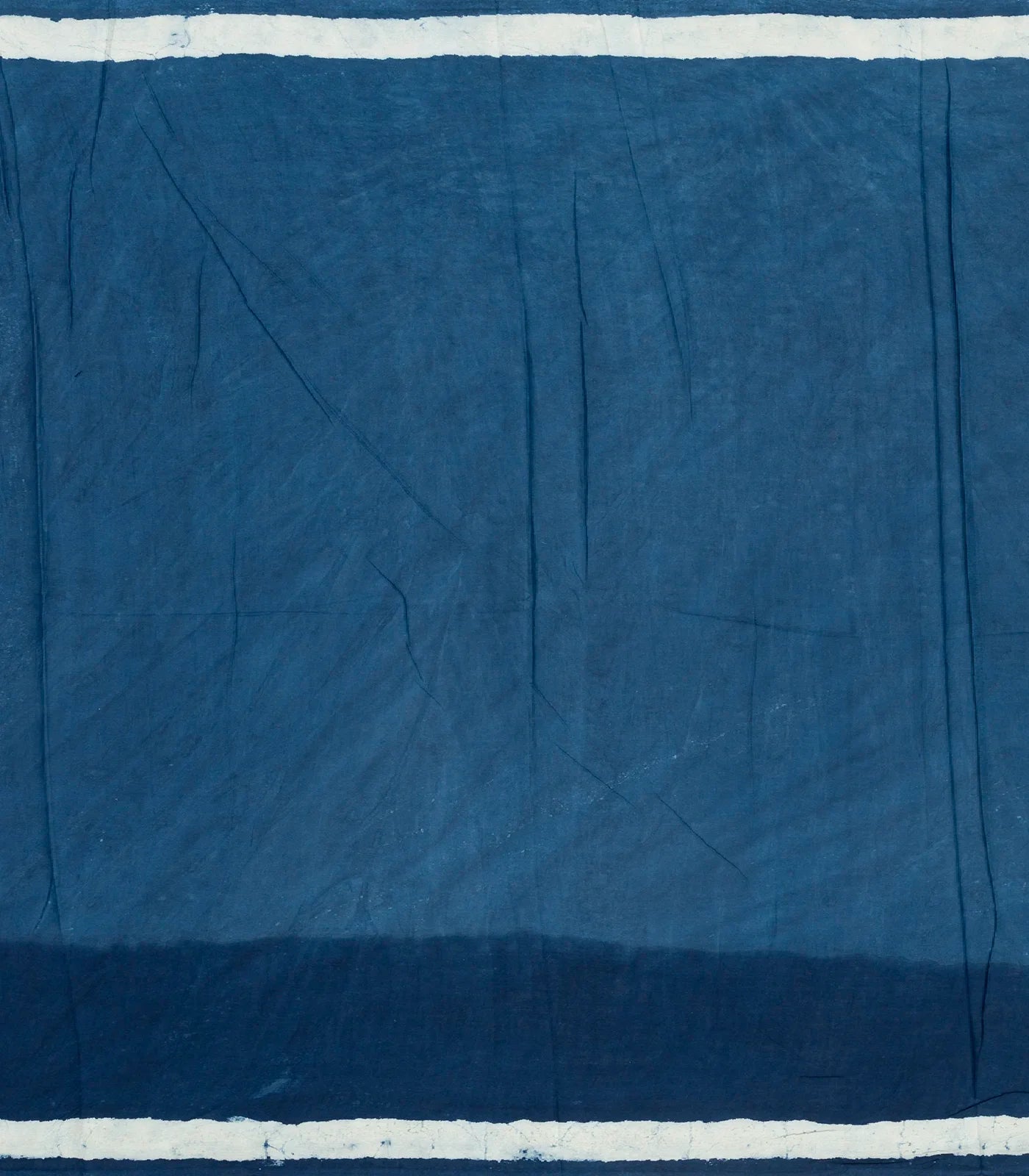 Indigo Woven Jaipur Cotton Saree Printed With White Stripes