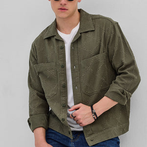 Olive Geometric Overshirt