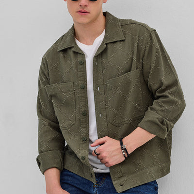 Olive Geometric Overshirt