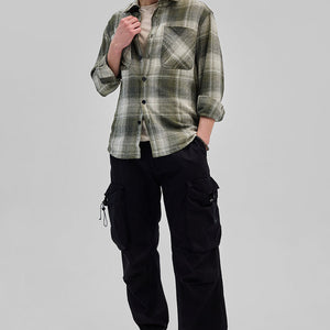 Green Double Pocket Flannel Overshirt
