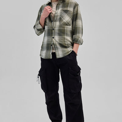 Green Double Pocket Flannel Overshirt