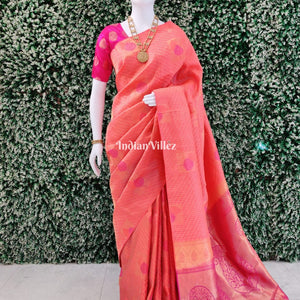 Pink Rani with Border Kanjivaram Silk Saree