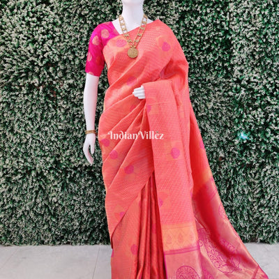 Pink Rani with Border Kanjivaram Silk Saree