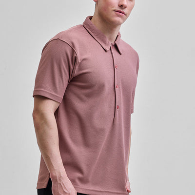Mauve Textured Polo T-Shirt