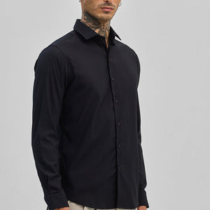 Black Textured Slim Fit Shirt