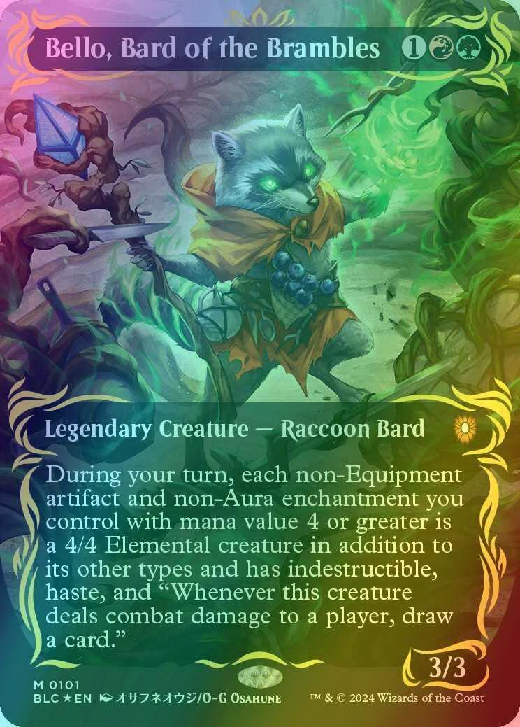 Bello, Bard of the Brambles [101] [Borderless] [Anime] [Bloomburrow: Commander] [Raised Foil]