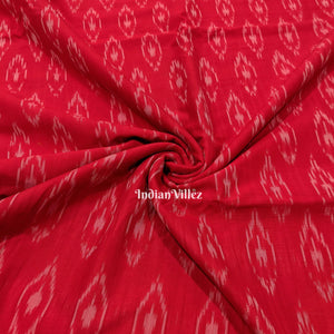 Red Pochampally Ikat Cotton Fabric