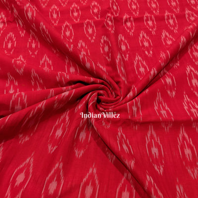 Red Pochampally Ikat Cotton Fabric