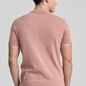 Peach Knitted Polo T-Shirt