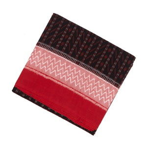 Maroon Handwoven Orissa Cotton Saree With Tie & Dye Stripes