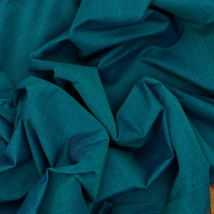 Cyan Mangalagiri Cotton Saree With Stripes & Zari Border