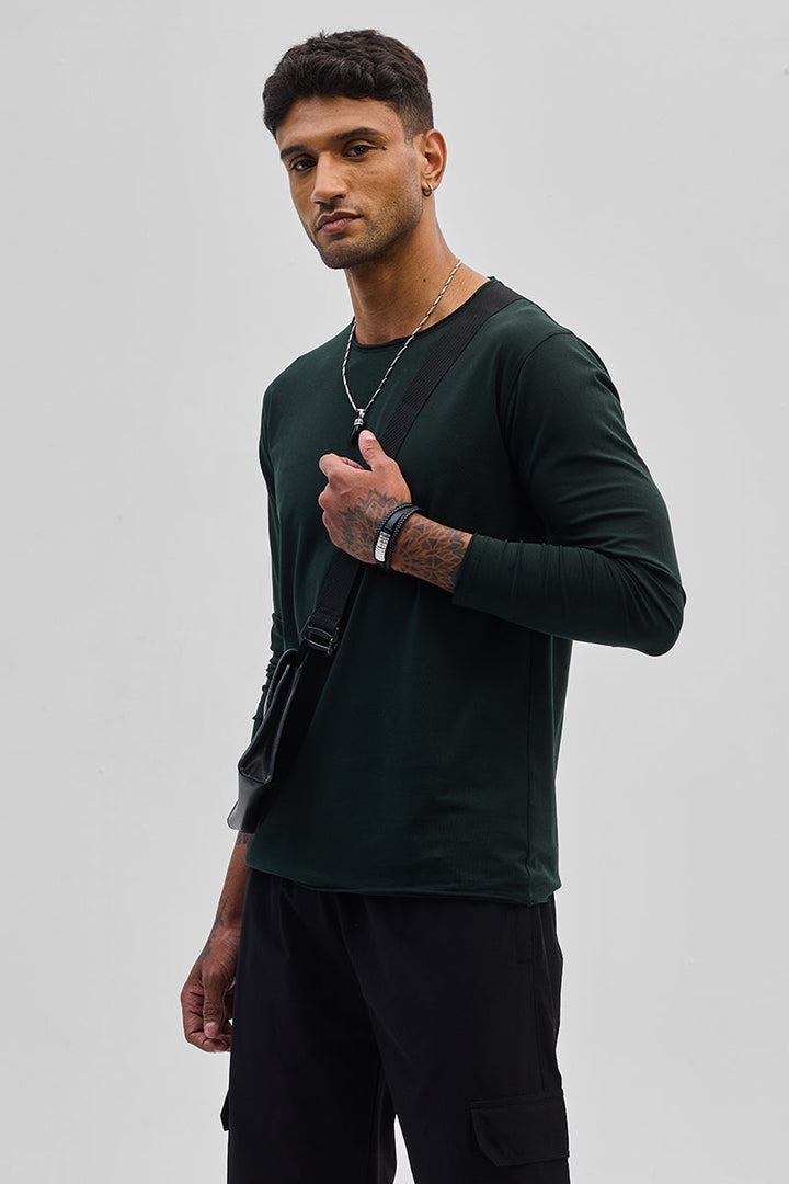 Dark Green Stretch Full Sleeve T-Shirt