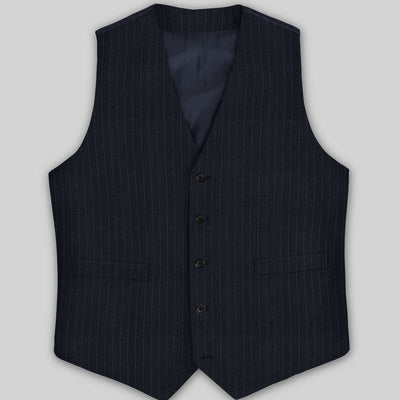 Chalkstripe Blue Wool Waist Coat