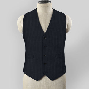 Chalkstripe Blue Wool Waist Coat