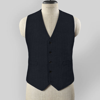 Chalkstripe Blue Wool Waist Coat