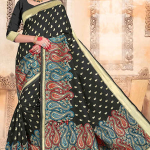 Black Chanderi Saree