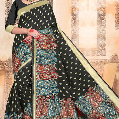 Black Chanderi Saree