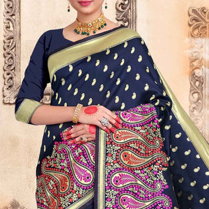 Denim Blue Chanderi Saree