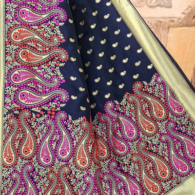 Denim Blue Chanderi Saree