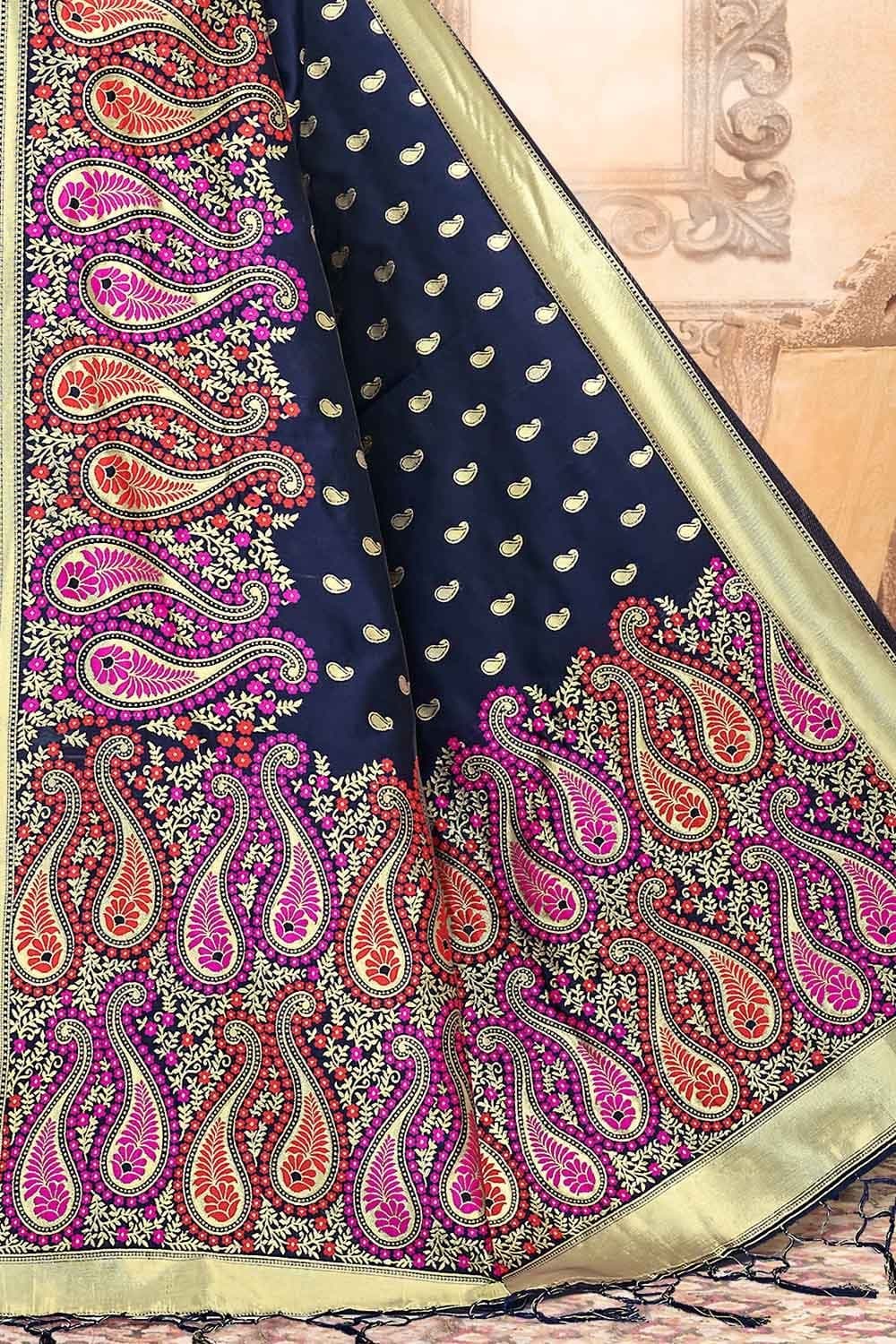Denim Blue Chanderi Saree