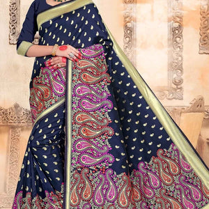 Denim Blue Chanderi Saree