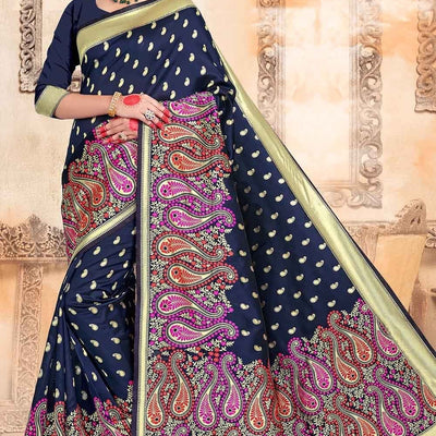 Denim Blue Chanderi Saree