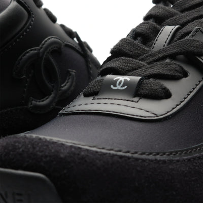Chanel CC Logo Suede Triple Black Sneaker