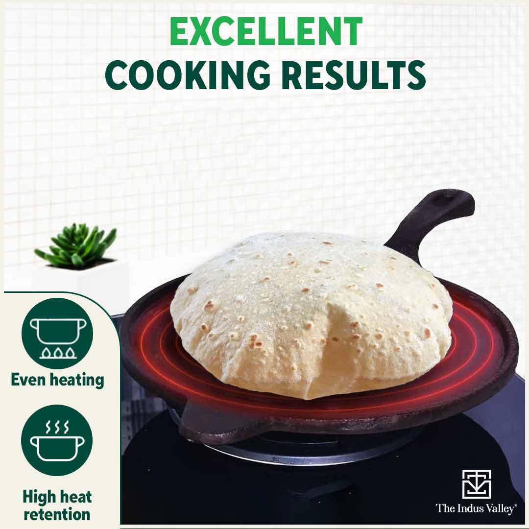 Super Smooth Cast Iron Tawa with Handle,Pre-seasoned, Nonstick, 100% Pure, Toxin-free, Induction, 26.3cm, 1.8kg