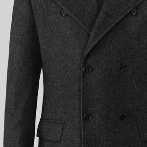 Charcoal Herringbone Tweed GQ Overcoat