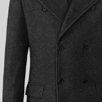 Charcoal Herringbone Tweed GQ Overcoat