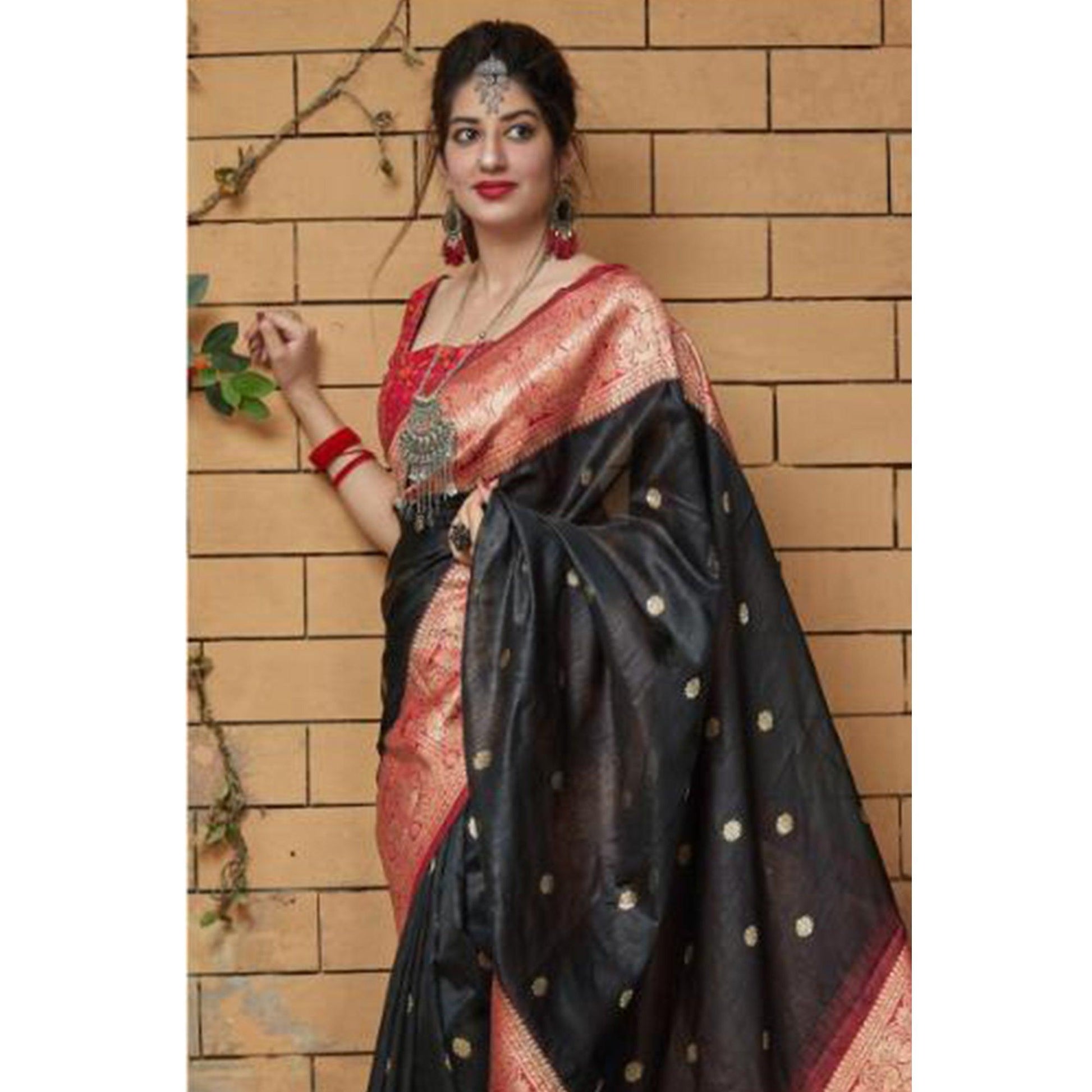 Charming Black Colored Festive Wear Woven Banarasi Art Silk Saree