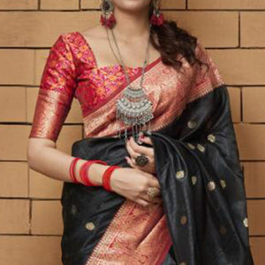 Charming Black Colored Festive Wear Woven Banarasi Art Silk Saree