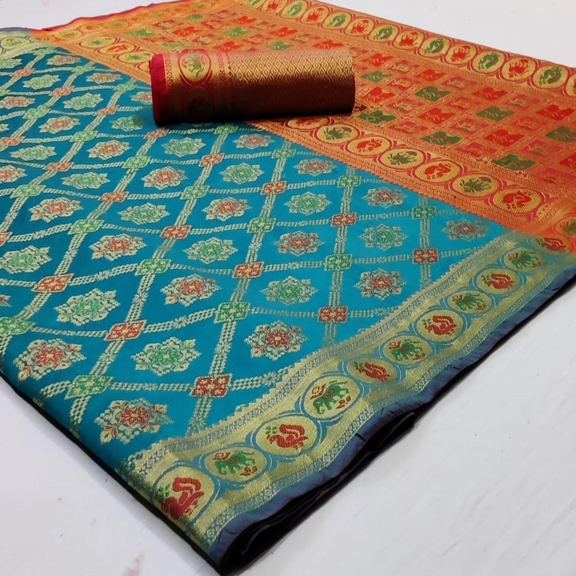 Charming Blue Colored Festive Wear Woven Silk Saree