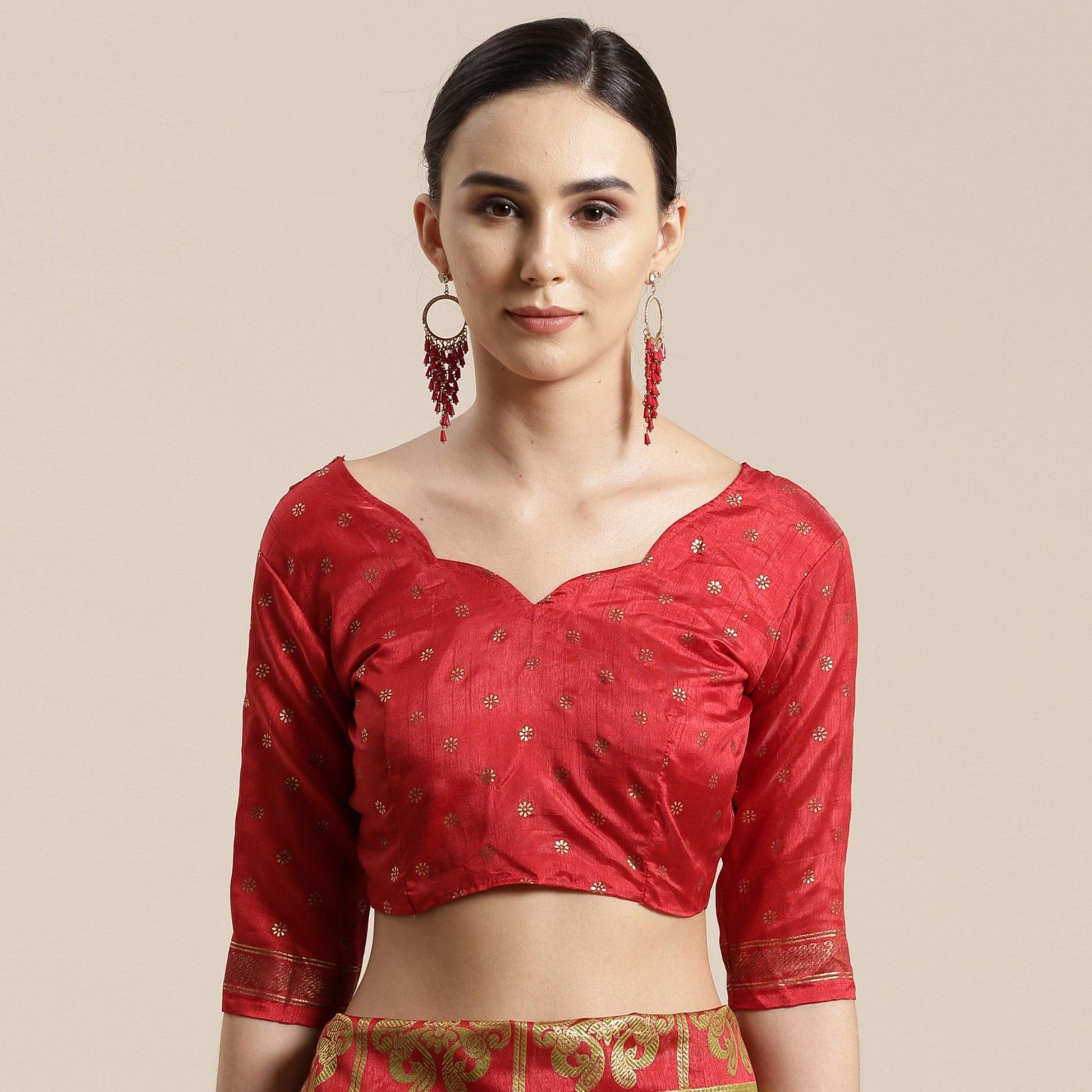 Charming Cream-Red Colored Festive Wear Cheked Foli Print Patola Silk Saree