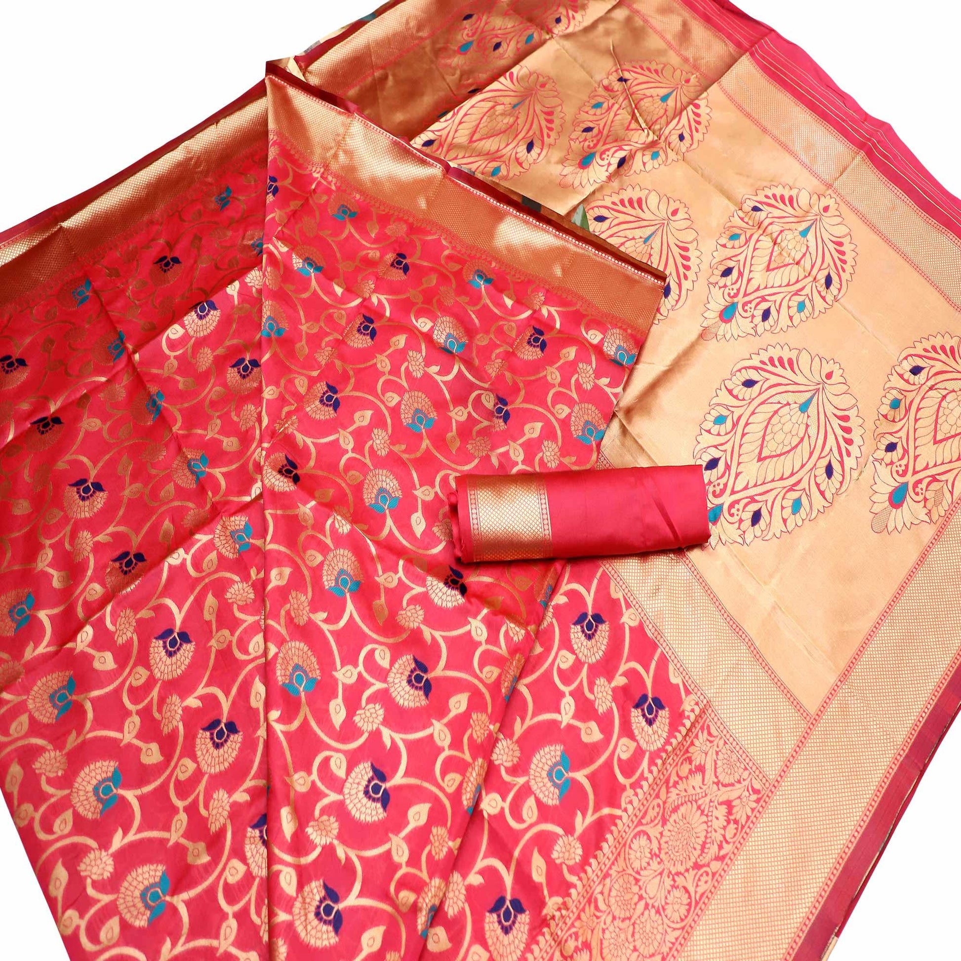 Charming Dark Peach Colored Festive Wear Woven Banarasi Art Silk Saree