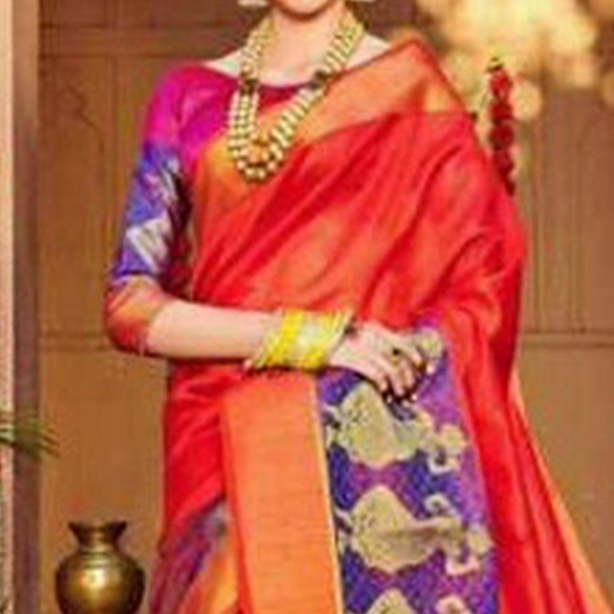 Charming Dark Red Colored Festive Wear Woven Art Silk Saree