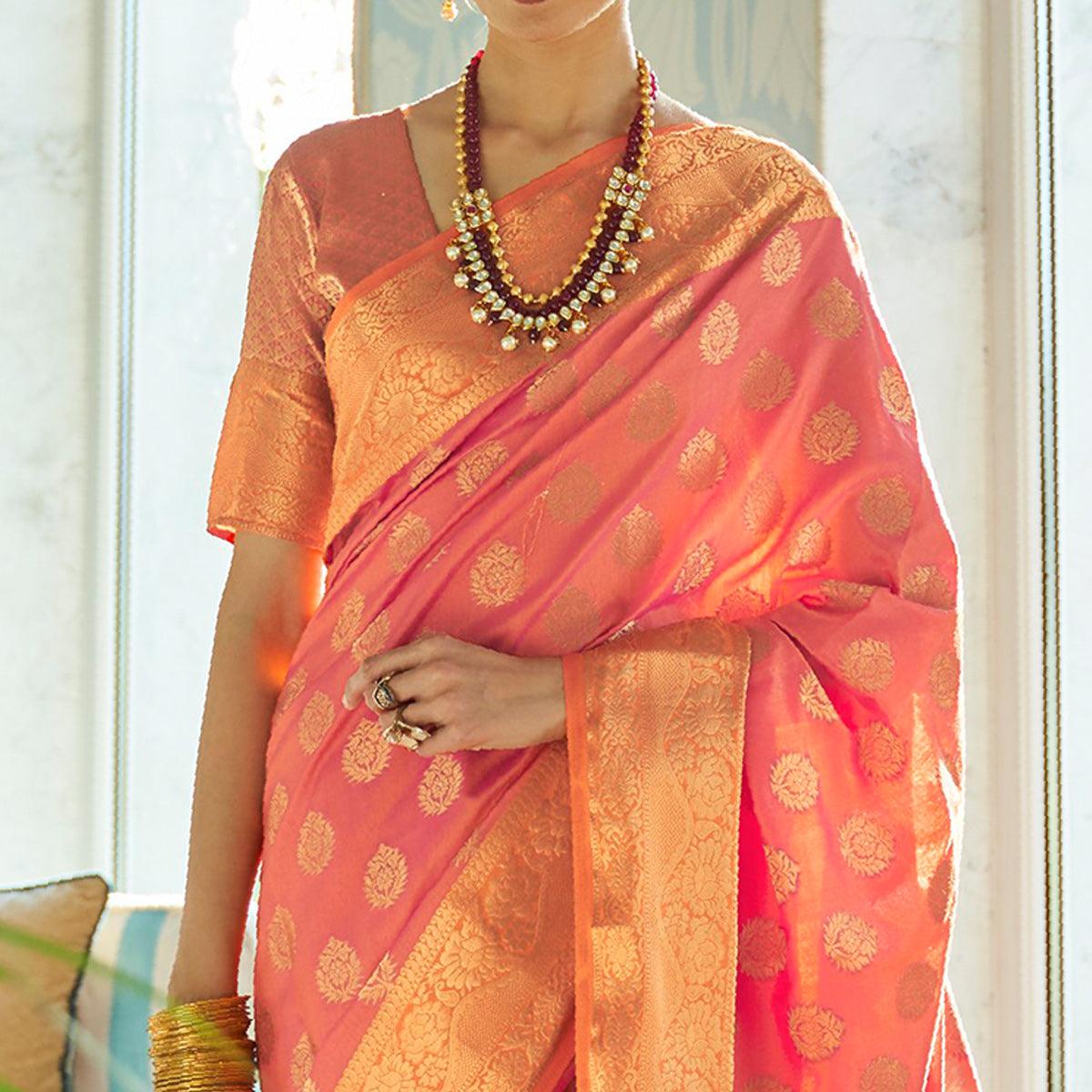 Charming Light Pink Colored Festive Wear Sana Two Tone Silk Saree
