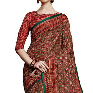 Charming Maroon Colored Festive Wear Printed Silk Saree