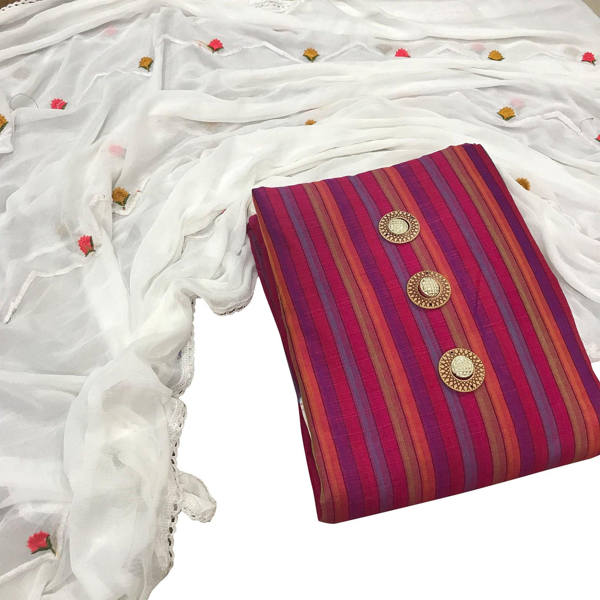 Charming Pink Colored Casual Printed Cotton Dress Material