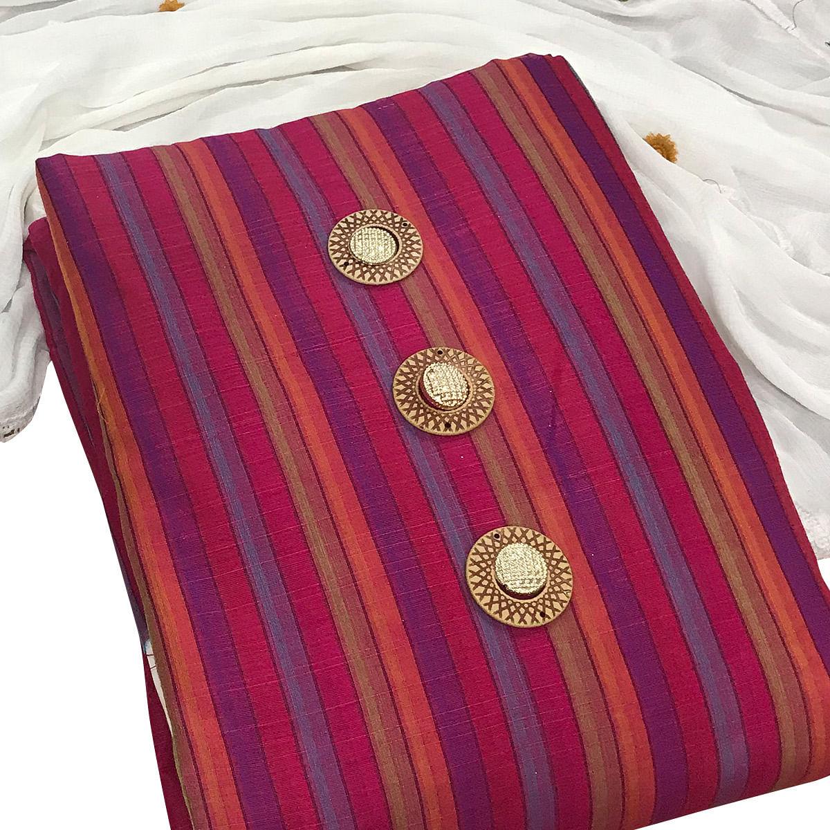 Charming Pink Colored Casual Printed Cotton Dress Material