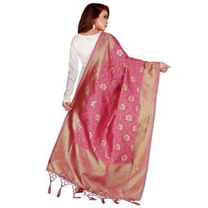 Charming Pink Colored Festive Wear Banarasi Silk Dupatta