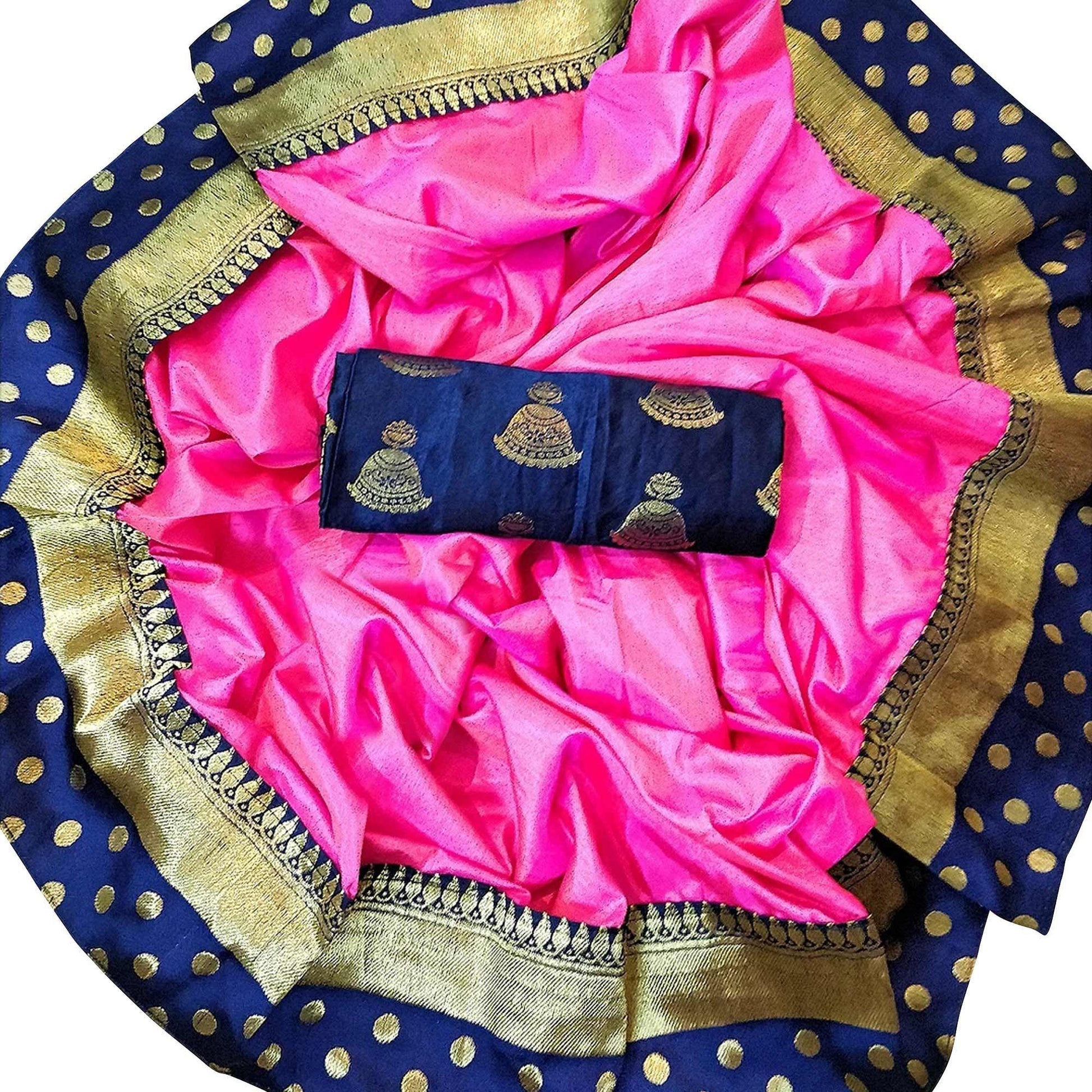 Charming Pink Colored Festive Wear Silk Saree