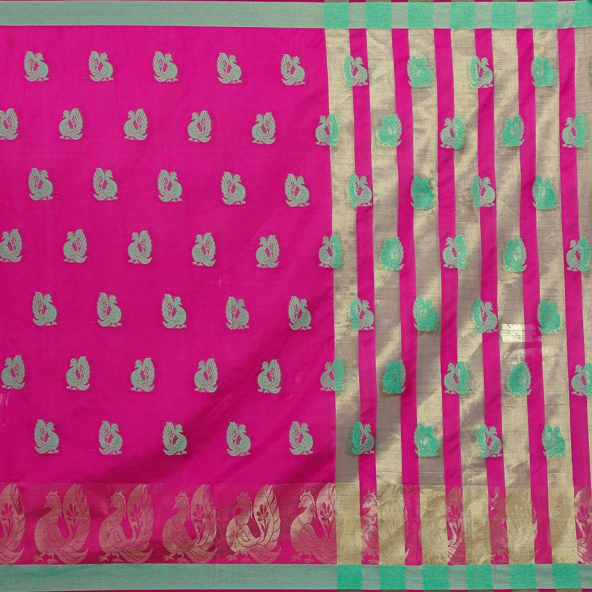 Charming Pink Colored Festive Wear Woven Work Art Silk Saree