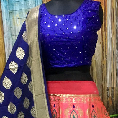 Charming Pink Colored Party Wear Woven Banarasi Silk Lehenga Choli