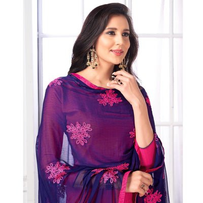 Charming Pink Colored Partywear Embroidered Cotton Suit