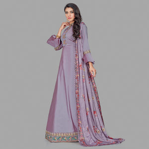 Charming Pink Coloured Embroidered Party Wear Taffeta Gown