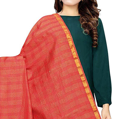 Charming Red Colored Festive Wear Cotton Silk Dupatta