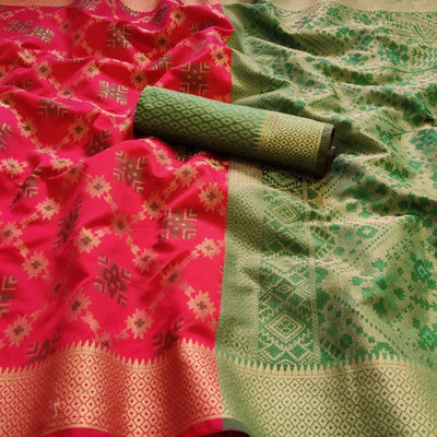 Charming Red Colored Festive Wear Woven Patola Silk Saree